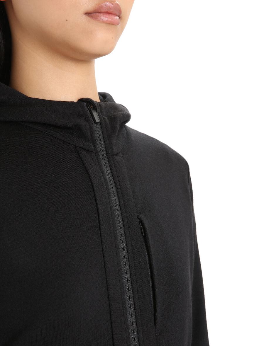 Black Icebreaker Merino Quantum III Long Sleeve Zip Women's Hoodie | AU 1678WNBY